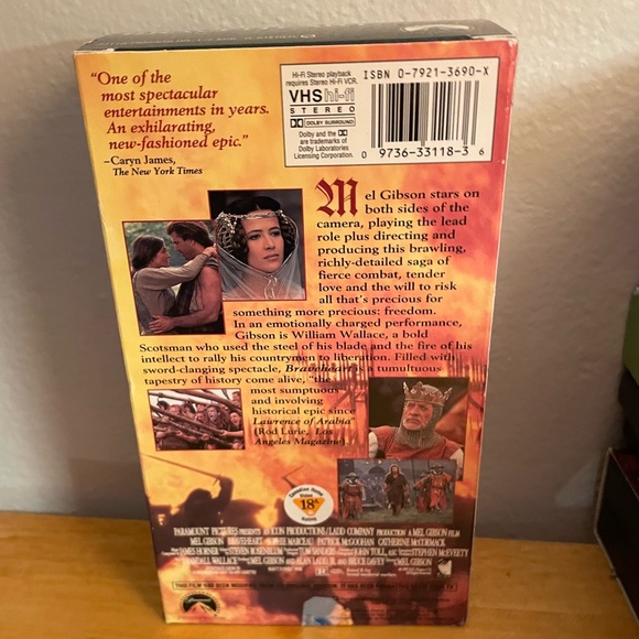 ⚔️ Vintage Braveheart 1995 Paramount Mel Gibson Sophie Marceau Video Cassette ⚔️ - Picture 3 of 4